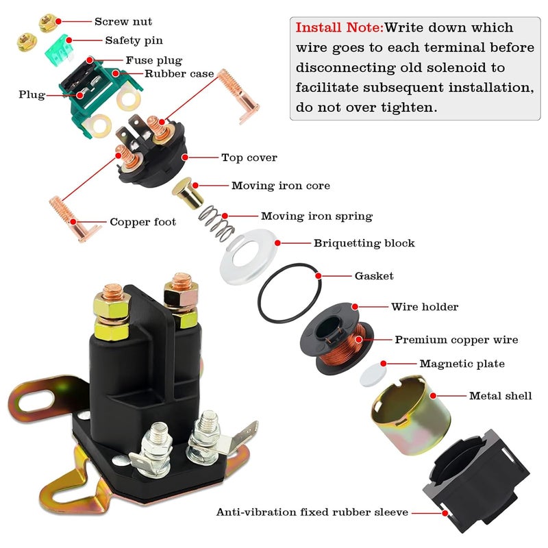 FBLOWMOD 435-435 Starter Solenoid Relay for Lawn Mower, 12V Relay Switch, Fit for Exmark 52" and 60" Turf Tracer Floating Deck Walk & Cub Cadet & Ariens Mowers - Image 5